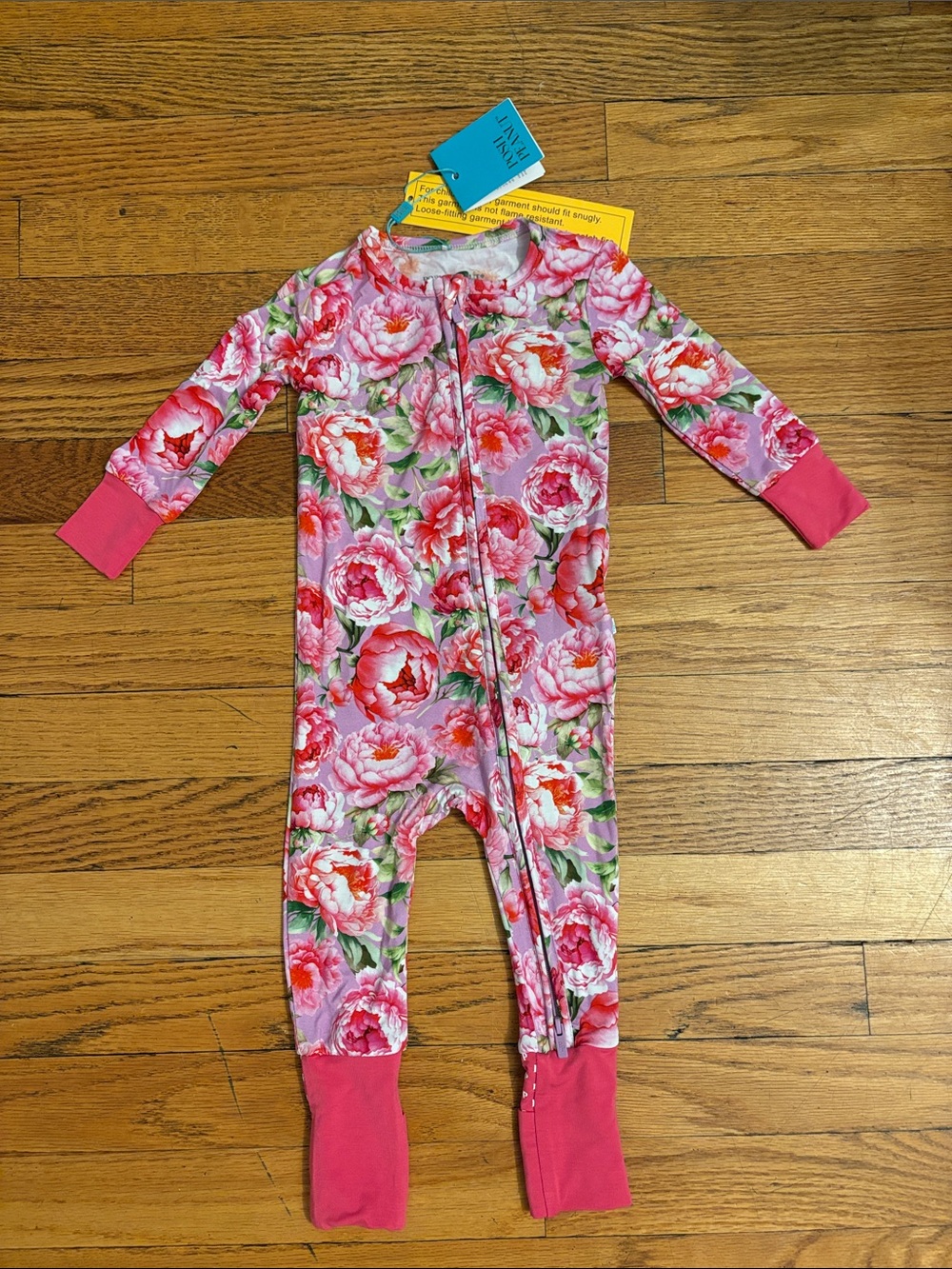 NWT Posh Peanut 9-12m peony print convertible footie